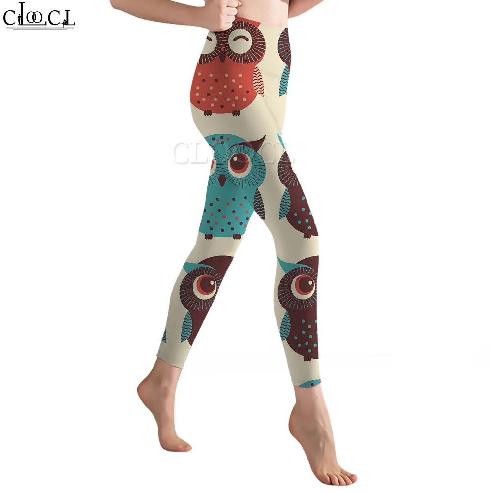 CLOOCL – Legging imprimé 3D pour femmes, pantalon élastique, doux et Slim, avec motifs de hibou, dessin animé, entraînement de gymnastique, Yoga, nouvelle mode