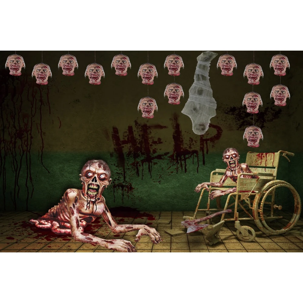 Halloween Decoration Backdrop Horror Bloody Hospital Ruins Scary Haunted House Mortuary Halloween Photography Background Props