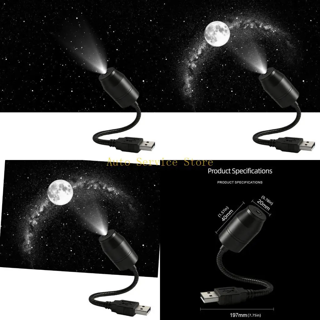 462A Car Interior Star Projector Light, USB Powered Cabin Light with Flexible Neck for Commute, Road Trip, and Rest Stops