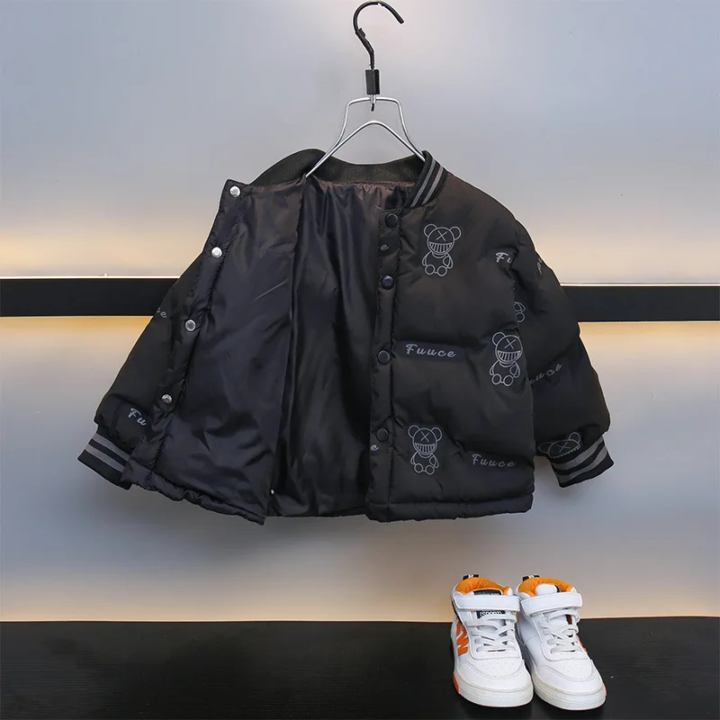 Boys Autumn and Winter Quilted Padded Baseball Jacket New Children Thick Jacket Boys Handsome Baseball Uniform 2-10Years