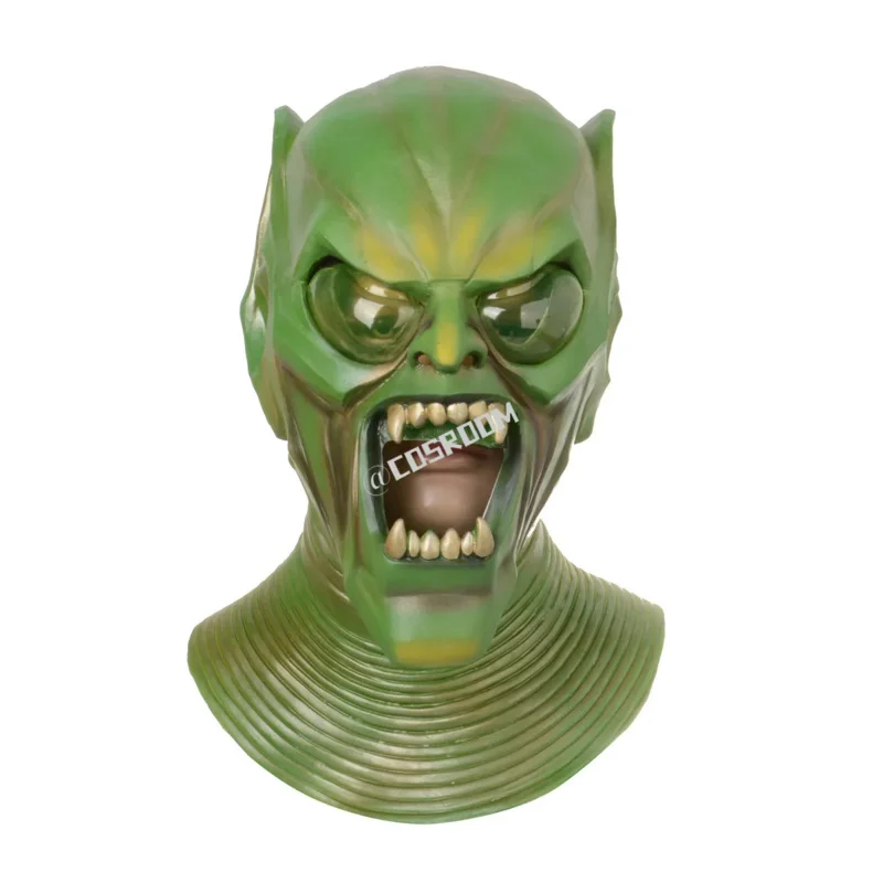 Máscara de Horror para Halloween, máscara de látex de cabeza completa, accesorios de Casa Encantada, suministros de fiesta, Goblin verde, Unisex