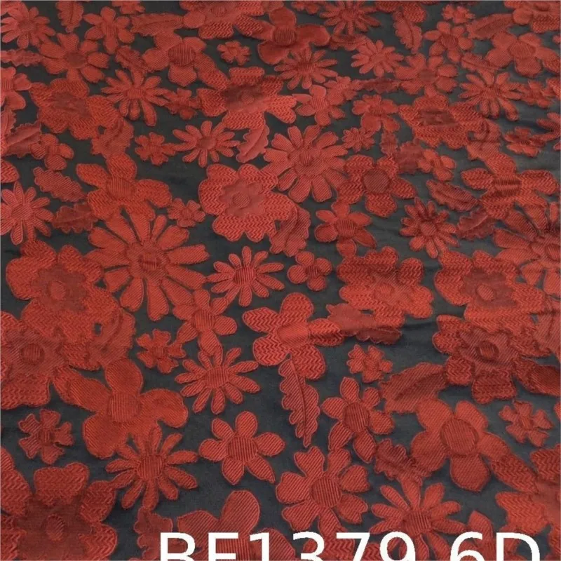 Textured jacquard fabric with small floral patterns and embossed color woven for women's shoes bags
