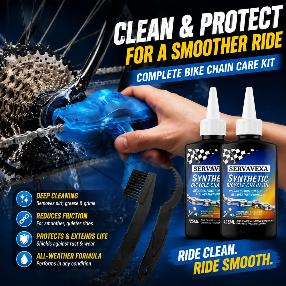 Bike Chain Cleaner Kit Including Chain Oil Lubricant,Bike Chain Degreaser,Chain Scrubber and Bicycle Cleaning Brush Tools