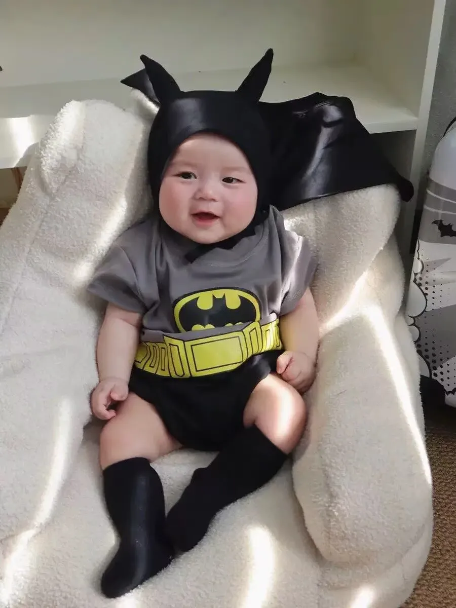 Ins Infant Baby Anime Romper with hat Boys Girls Onesie Cotton Bodysuit Onepiece Cosplay Photography Outfit Baby clothes 0-24M