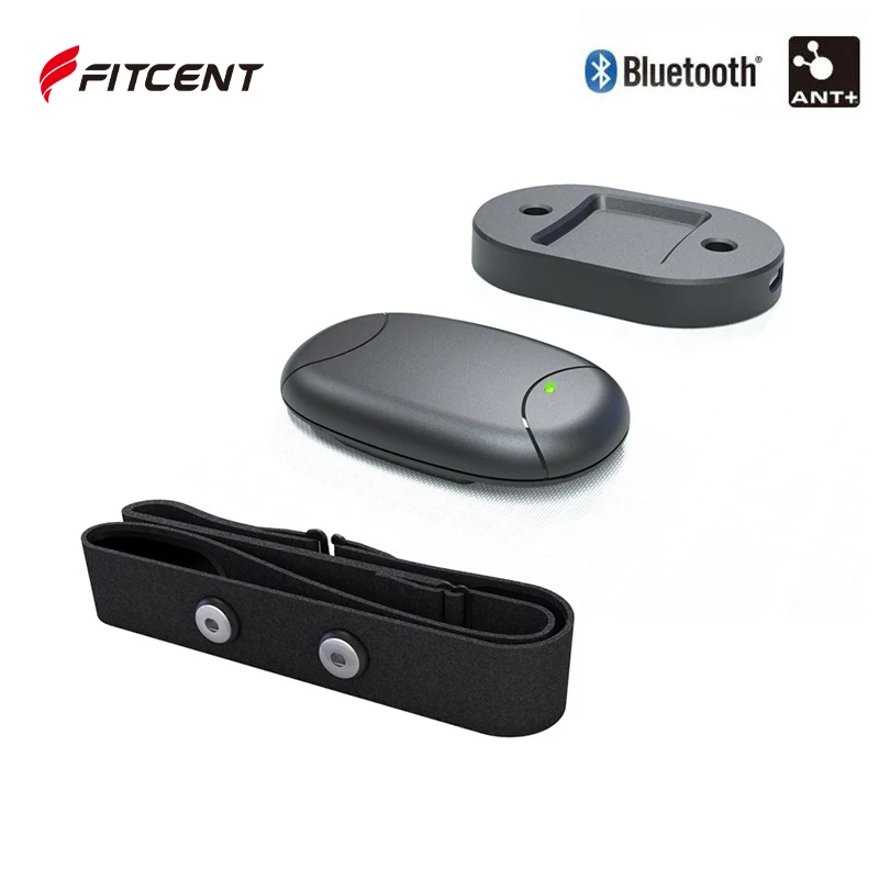 FITCENT 5.3Khz ANT + Bluetooth5.0 cinturino pettorale per cardiofrequenzimetro con caricabatterie Wireless compatibile con Wahoo Garmin Watch Zwift