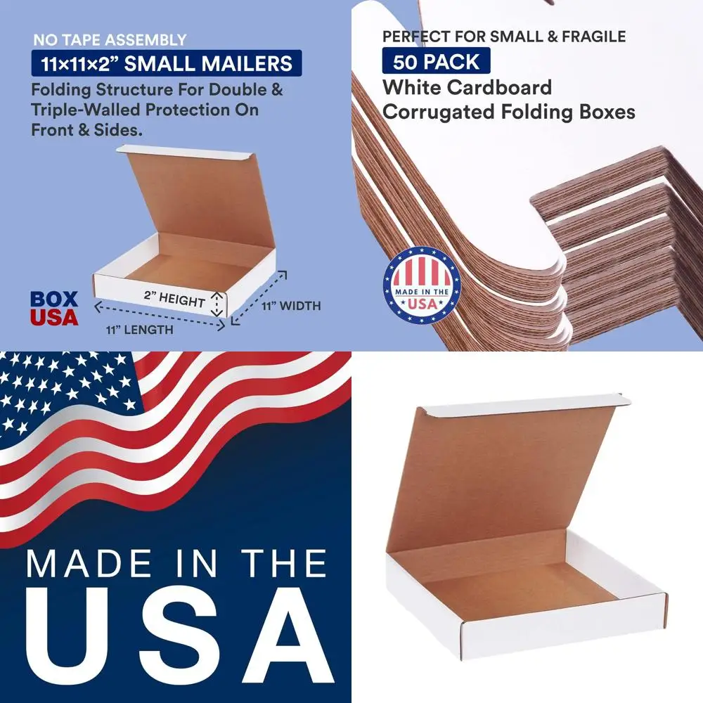 

Medium 50-Pack 11 x 11 x 2 Cardboard Moving Boxes for Packing, Storage, and Relocation