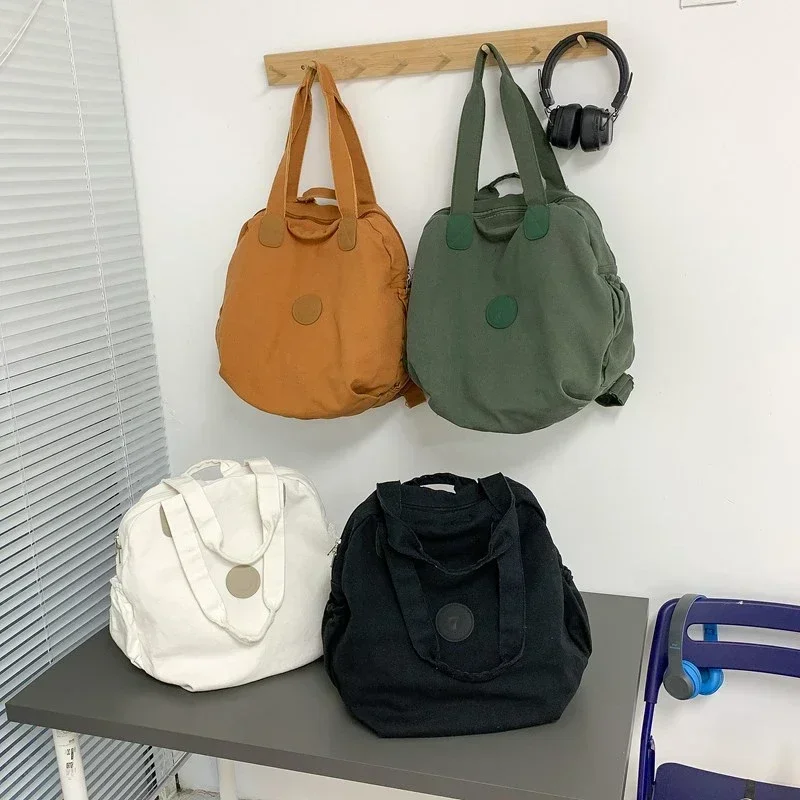 Casual Simple Large Capacity Canvas Backpacks Zipper Solid Durable Couple Style Retro Shoulder Bags for Unisex 2024 Hot Sale