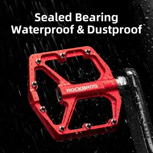 Imagen 2 del producto ROCKBROS-pedales de bicicleta anchos, ultraligeros, CNC, aleación de aluminio, rodamiento sellado, eje de acero al molibdeno, accesorios centrales para bicicleta