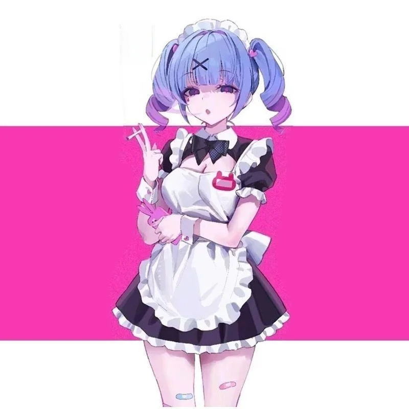 Cute Bubble Sleeve Dress Rabbit Hole Maid Uniform Cosplay Clothing Miku Anime Female Costume Fashionable Set Student Uniform