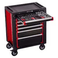 KINBOX 232pcs Car Repair Mechanical Hand Tool  Trolley Set Garage Cabinets