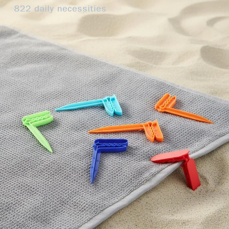 convenient4Pcs Heavy Duty Plastic Beach Towel Clips Windproof Tent Ground Nails for Hiking Camping Trips