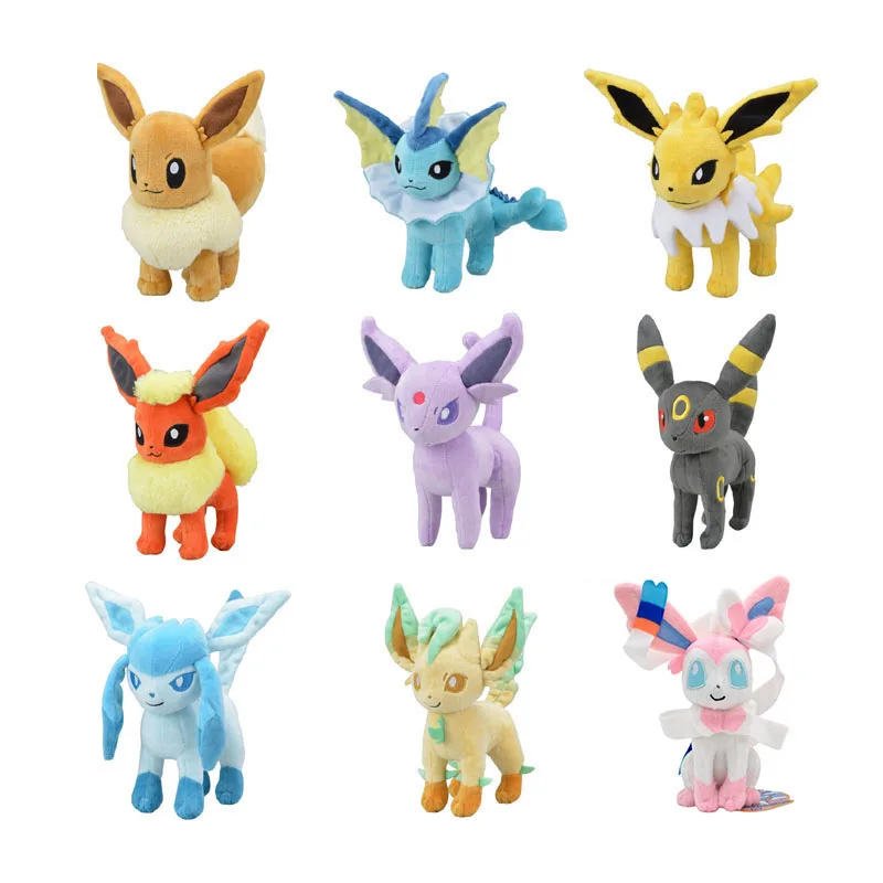 20CM Eevee Plush Toys Pokemon Stuffed Doll Pikachu Glaceon Leafeon Umbreon Espeon Jolteon Vaporeon Flareon Toys Pet Elves Gift