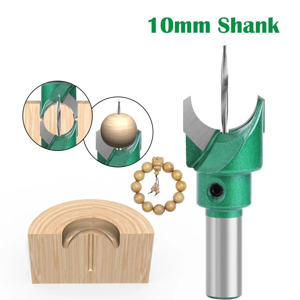 1pc 10mm Shank Router Bit Buddha Beads Ball Milling Cutter Carbide Woodworking Bead Drill Bit For Wood End Mill Hand Tool 6-30mm