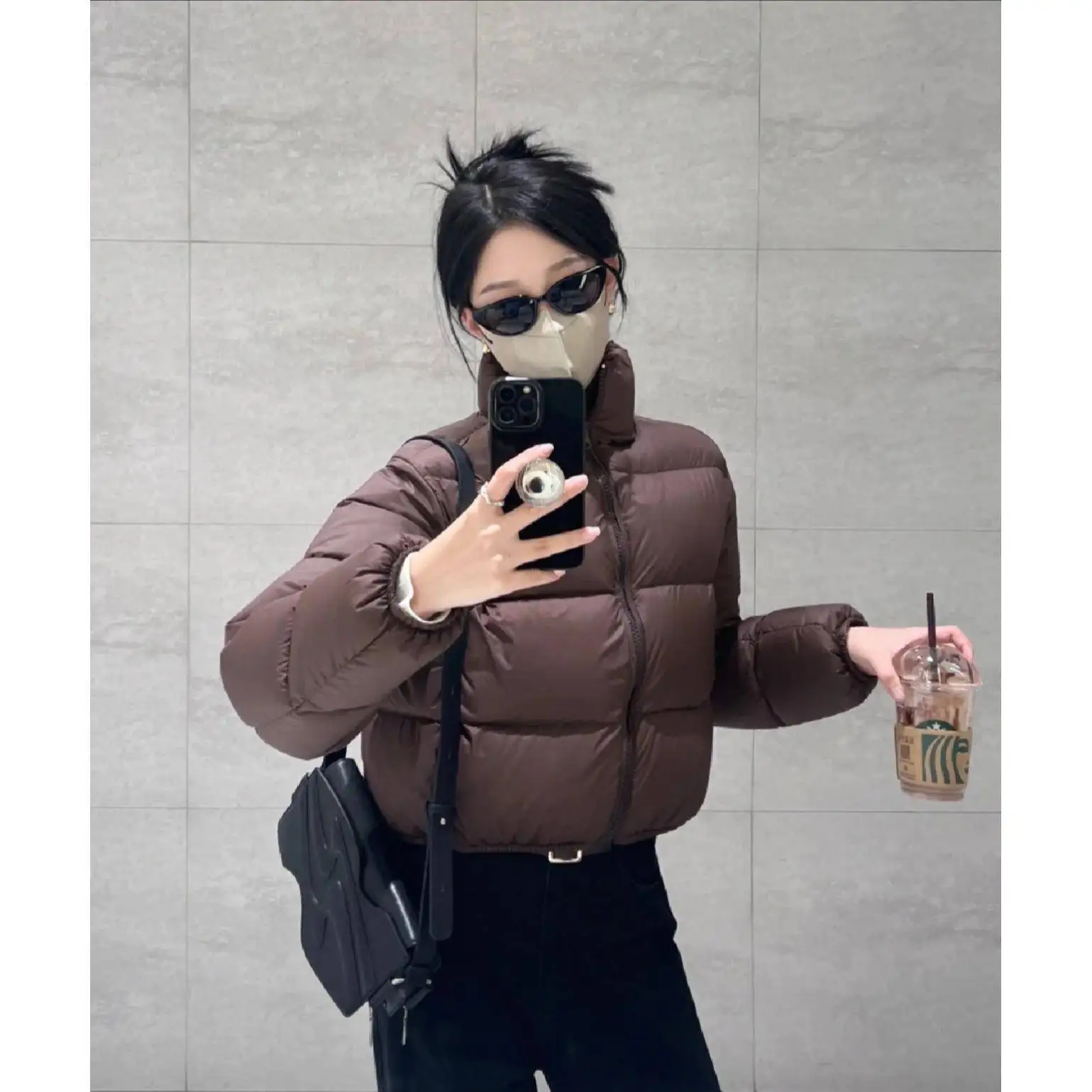 Slim Fit Women's Puffer Jaet Bread Coat Du down Warm High Waist Zipper ket Long Sve ort Sle Autumn Winter New