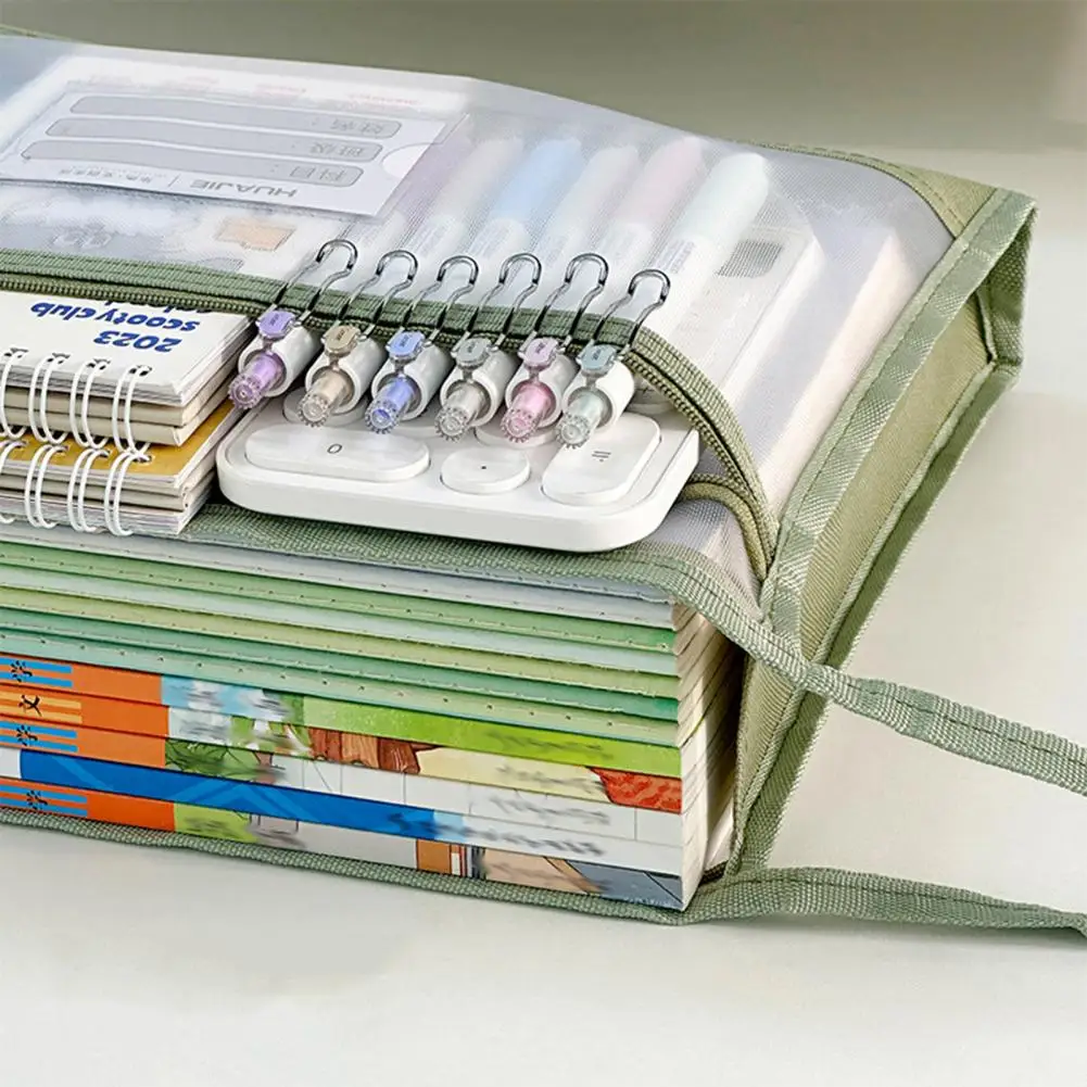 Double-layer Storage Bag Double-layer Mesh Zipper Pouch A4 File Holder for School Office Travel Organize Documents with Ease