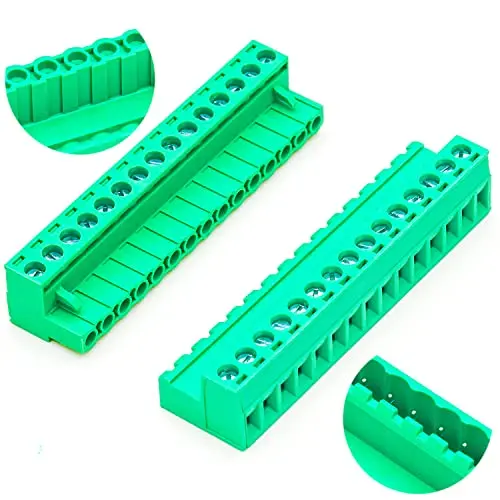

1 Set 5.08mm 15 Pin Phoenix Connector Male & Female Green PCB Pluggable Screw Terminal Block Wire Adapter No Soldering
