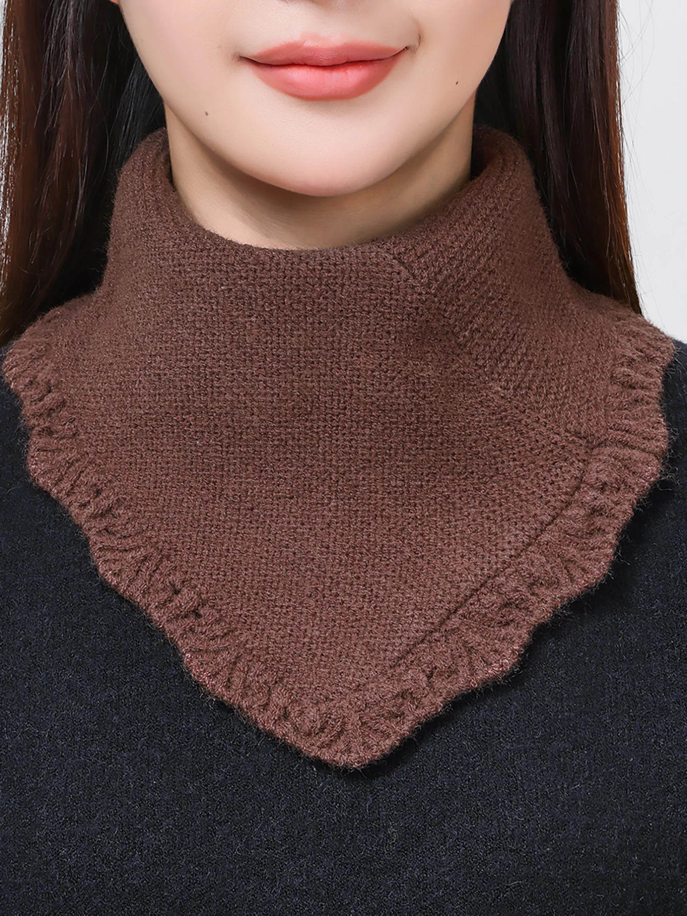 Bufanda triangular de punto para mujer, pañuelo para el cuello, protección para el cuello, Simple, 29x26cm