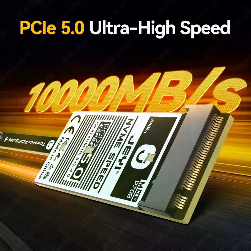 Flat PCIe 5.0 X4 To NVMe Adapter Card 128Gbps Compact Mini Design No GPU Obstruction For M.2 2280 NVMe SSD&PCIe X4/X8/ X16