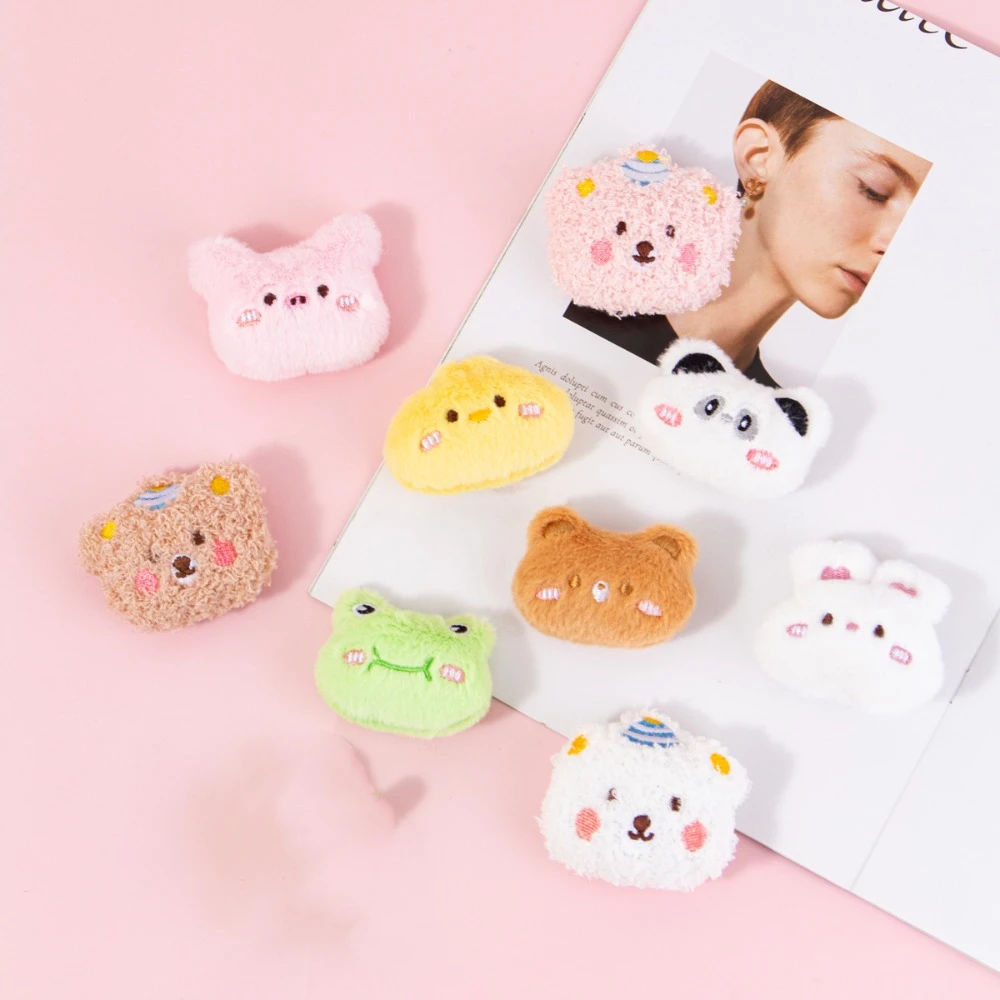 Animal Cartoon Plush Brooch Bear Cute Clothes Badge Pins Rabbit Frog Backpacks Pendant Decoration Girl