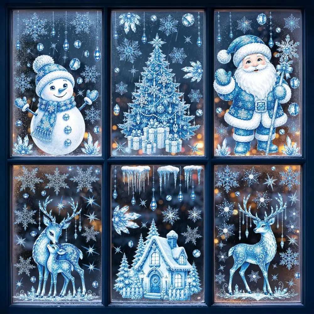 Santa Claus Christmas Tree Christmas Window Stickers Reusable Stickers Glass Stickers Christmas Wall Sticker PVC Electrostatic