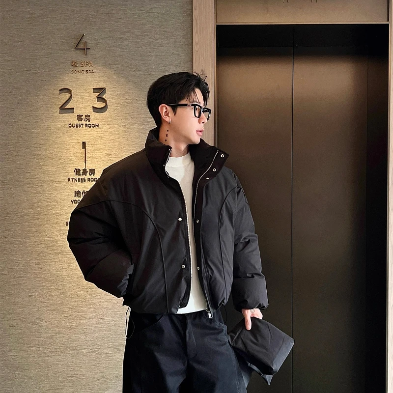 Fashion Detachable Scarf Parkas Men 2025 Winter New Loose Thickened Warm Flight Jackets Solid Color Handsome Long Sleeve Parkas