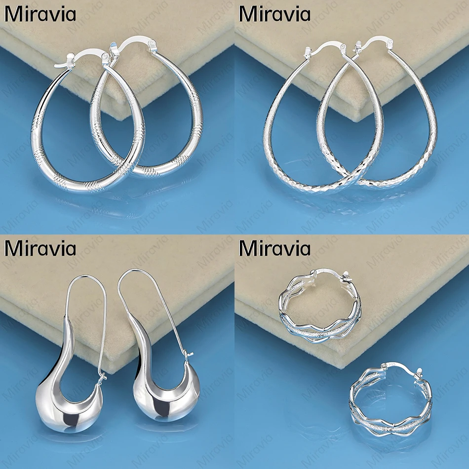 

Miravia 925 Sterling Silver Oval Earrings For Women Charm Fashion Anniversary Gift Jewelry