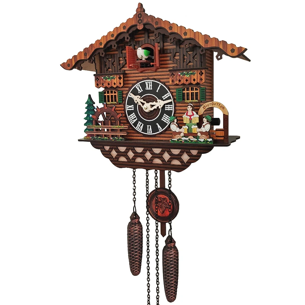 Wooden Clock Wall Mounted Clock Bird Alarm Clock Clocks for Home Kid's Room Decoration