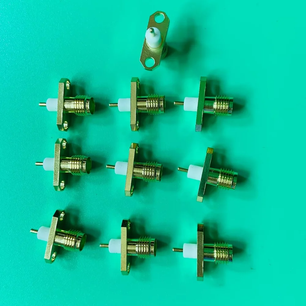 10Pcs SMA Female 2-hole Flange PTFE Solder Panel Mount Adapter RF Connectors Straight Gadgets