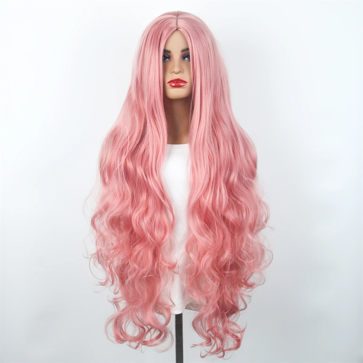 Synthetic Hair Black Pink Wig For Women Cheap Cosplay Wigs Long With Bangs Wavy Yellow Purple Lolita On Clearance Sale