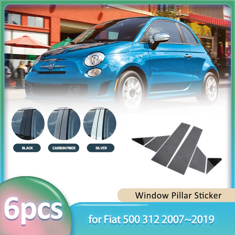 

Наклейка на окно для Fiat 500 312 2007 ~ 2019 из углеродного волокна, серебристая, автомобильный ПК, материал B C, крышка стойки, дверная часть, аксессуары