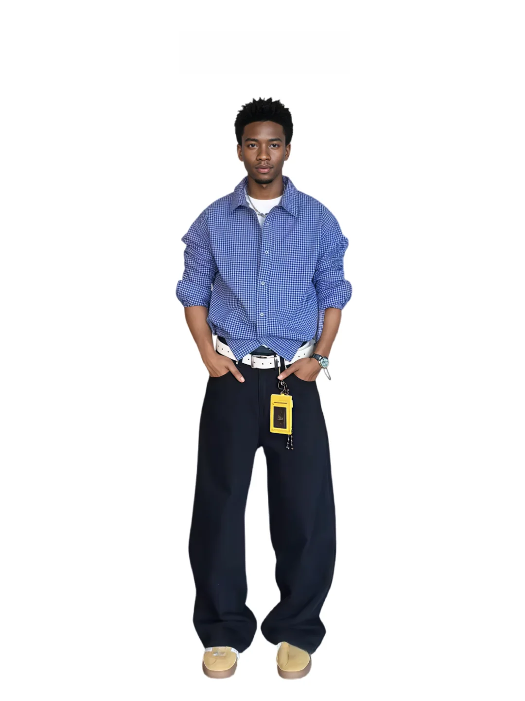 

Cleanfit Long Sleeve Shirt Drawstring Loose Fit Plaid Pattern Inner Wear American Style Children's Clothing Collar Butto...