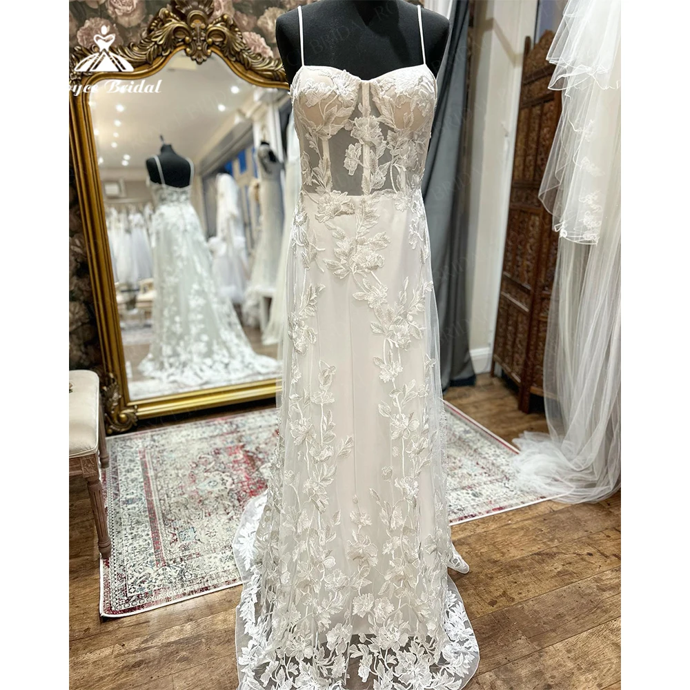 

Roycebridal Lace Appliques A Line Wedding Dress 2025 Spaghetti Strap Back Buttons Sweep Train Vestidos Para Mujer Customized