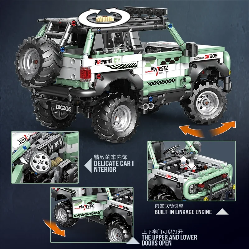 Technical Super Cross Country Racing Sports High Tech Car Building Blocks City Speed Champions Sports SUV Bricks Boys Toys Gift