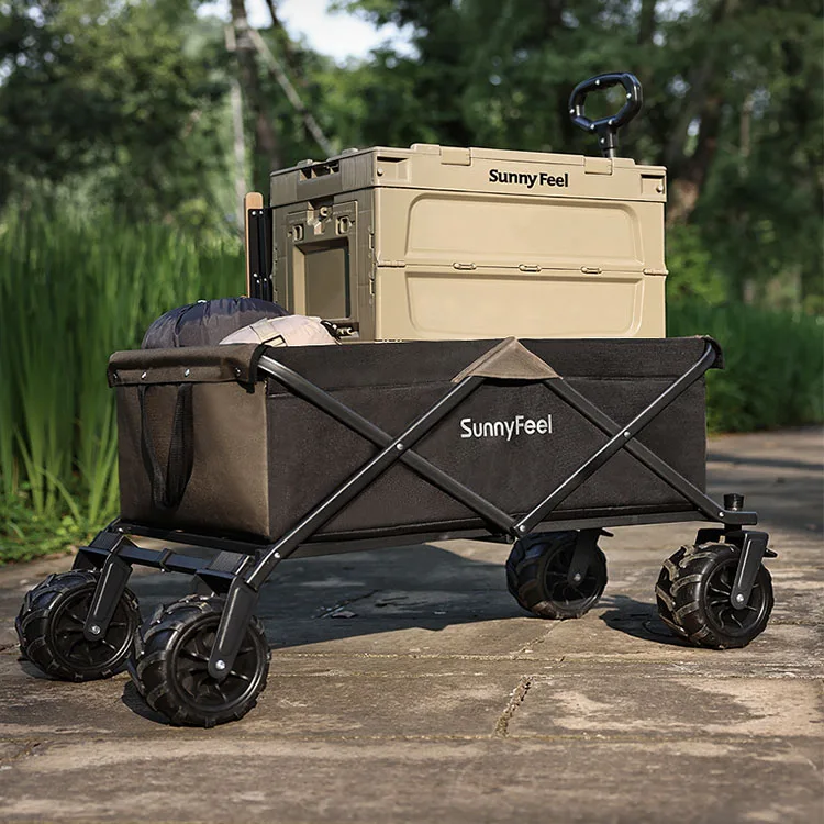 Camping cart Collapsible outdoor hand-pushed picnic cart camp trailer pull rod small pull Folding cart