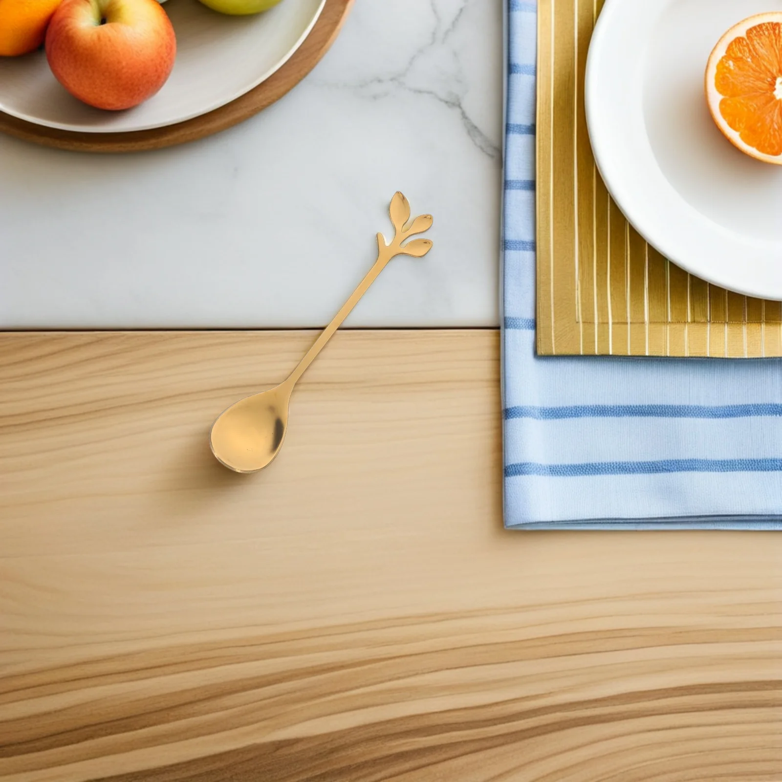 

15 Pcs Mixing Spoon Coffee Stirrers Wood Golden Stainless Steel Stirring Spoons