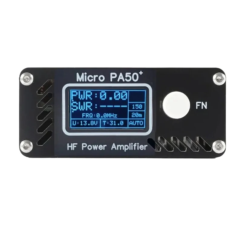 Black PA50+ (PA50 Plus) 50W 3.5Mhz-28.5Mhz 1.3Inch OLED Screen Intelligent Shortwave HF Power Amplifier Kit SWR Meter Filter