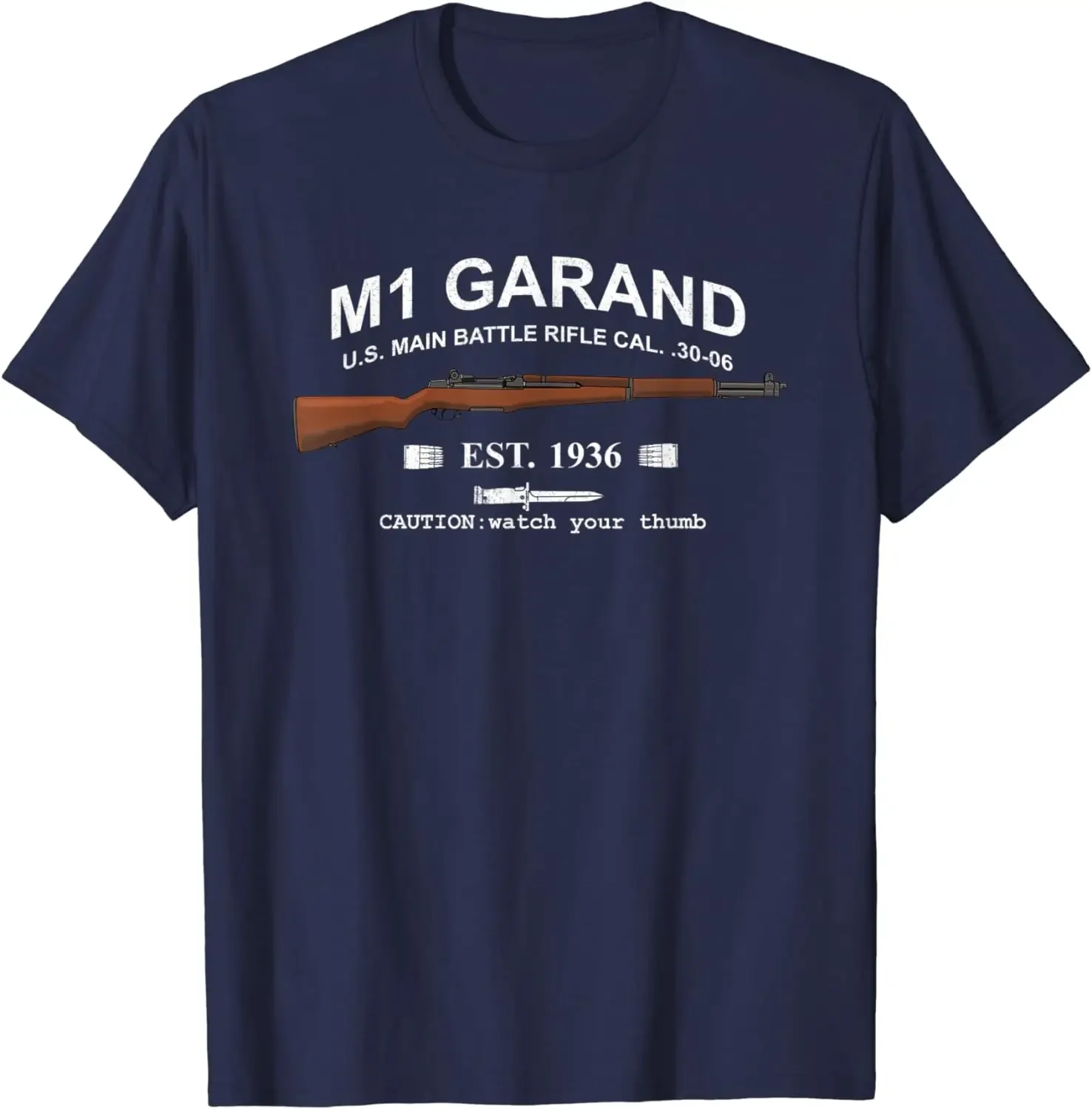 M1 Garand Rifle Gun WWII Watch Your Thumb EST 1936 Men T-Shirt Short Sleeve Casual Cotton Summer T Shirt anime clothes harajuku