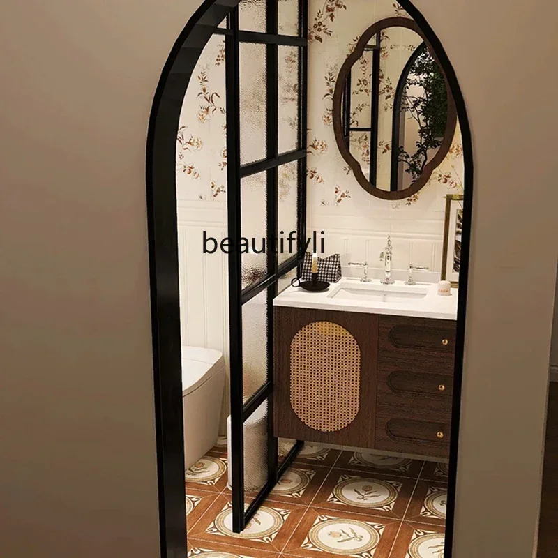 

LXRetro Bathroom Cabinet Combination French Toilet Rattan Washstand Wash Basin Oak Wall-Mounted WaterproofSSS