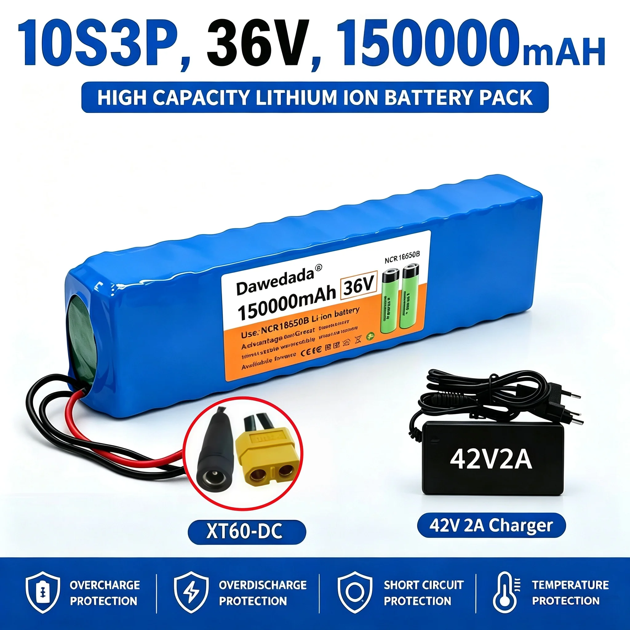 Image of 18650-Zellen-Energieversorgungseinheit 36V 10S3P 150000mAh Integrierter Schutzschaltkreis Wiederaufladbare Energielieferungseinheit Kompatibel mit KUGOO S1 S2 S3 Urban Commute E-Scooter