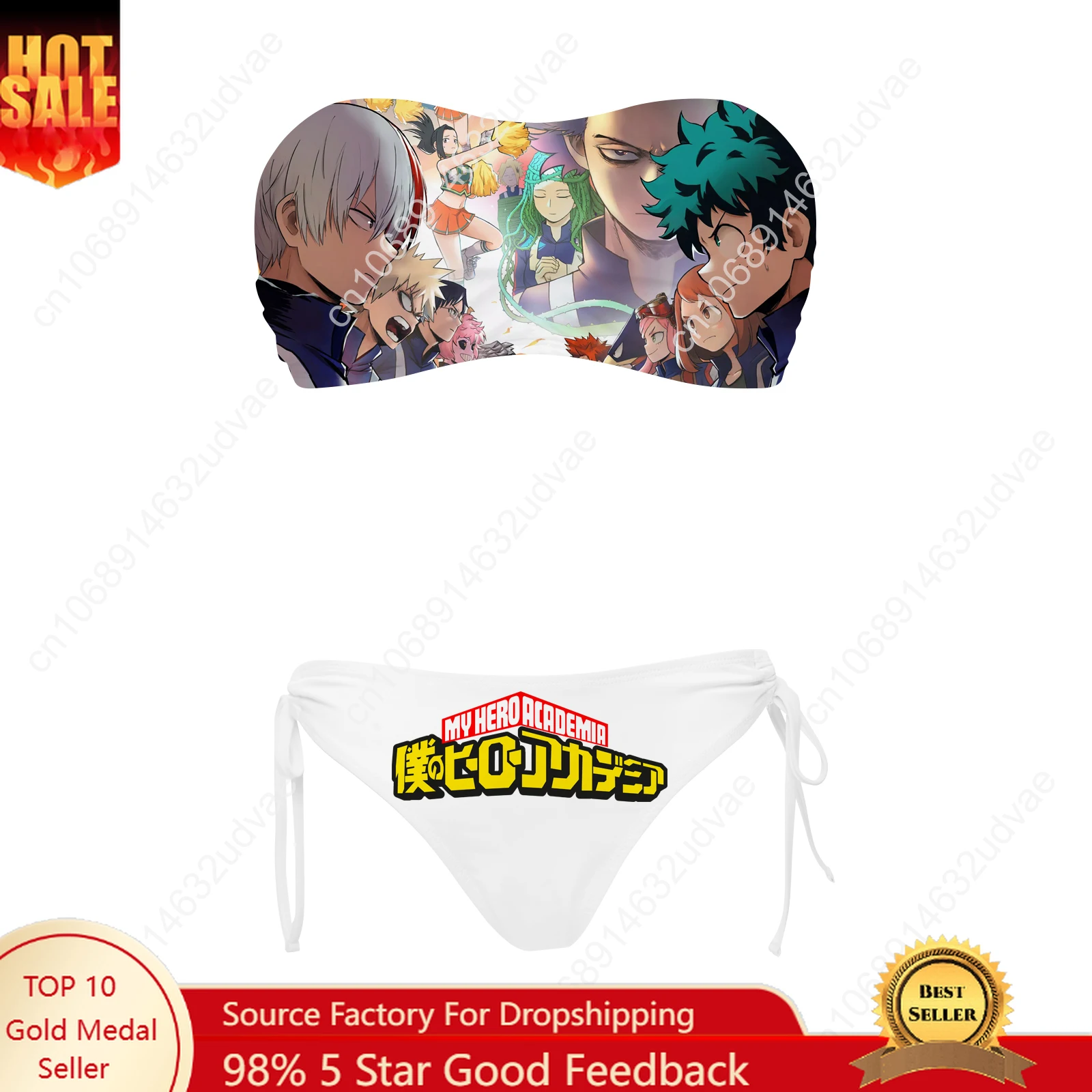 

My Hero Academia Swimsuit Womens Drawstring Two Piece Set Bathing Suits Personalized Swimwear Pool Party Bikini Custom Beachwear