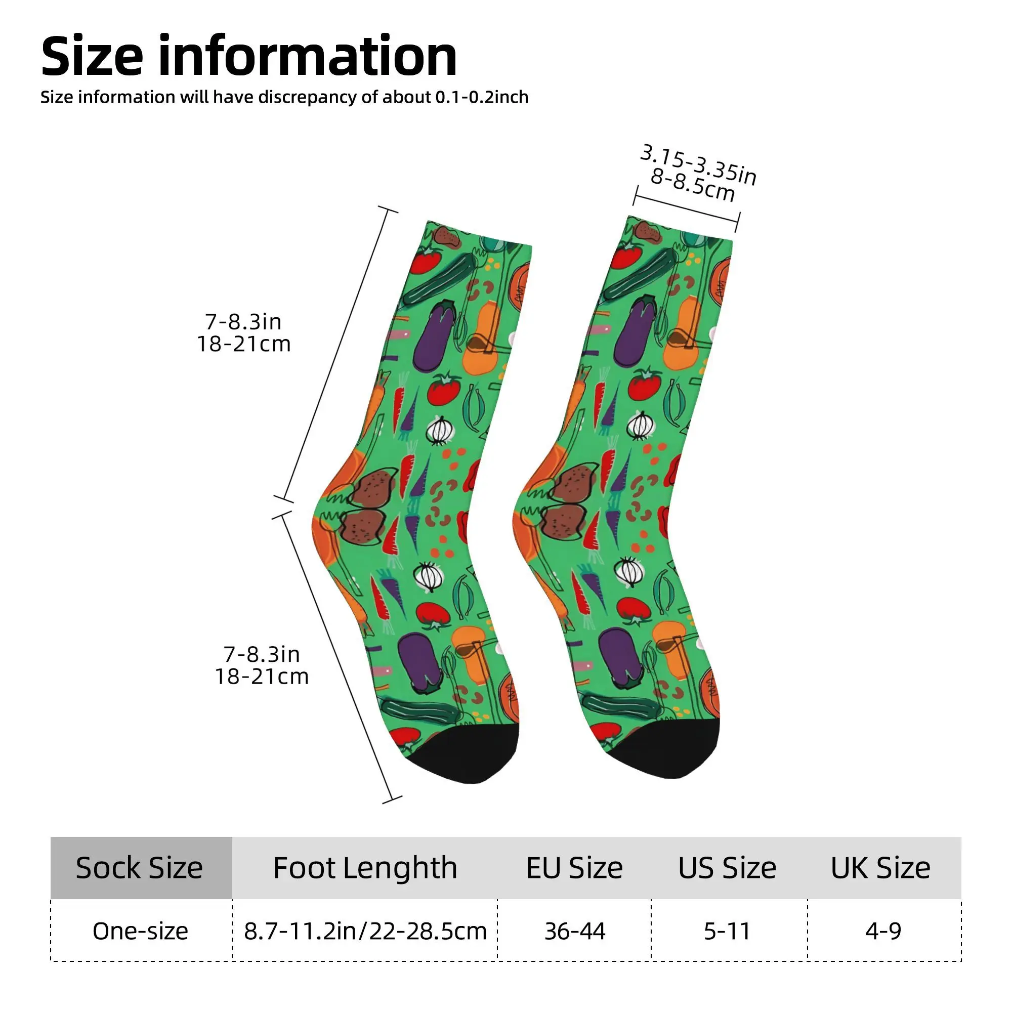 1pc Fall Veggies Printed Men's Socks  Novelty Hip Hop Harajuku Pattern Crew Sock Casual Gift