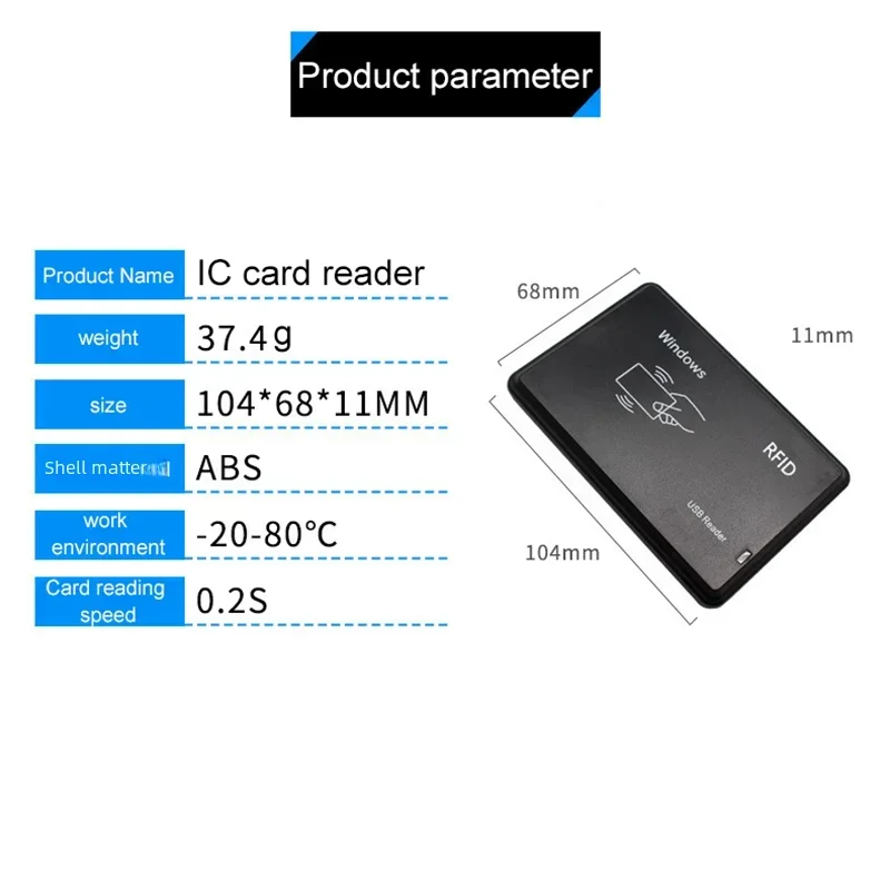 Lecteur de carte à puce RFID avec port USB, carte IC 13.56MHz, sensibilité sans contact, prise en charge du système Windows Linux