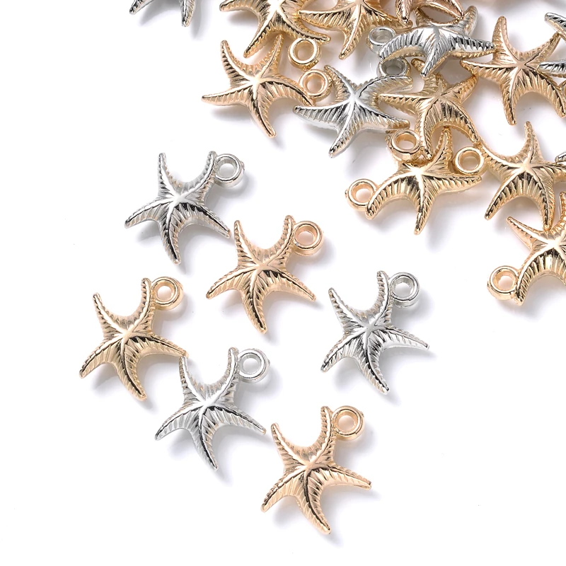 50Pcs Cute Plated Plastic Dolphin Starfish Elephant Animal Shaped Acrylic Ccb Pendant Charms for Jewelry Making Accessories