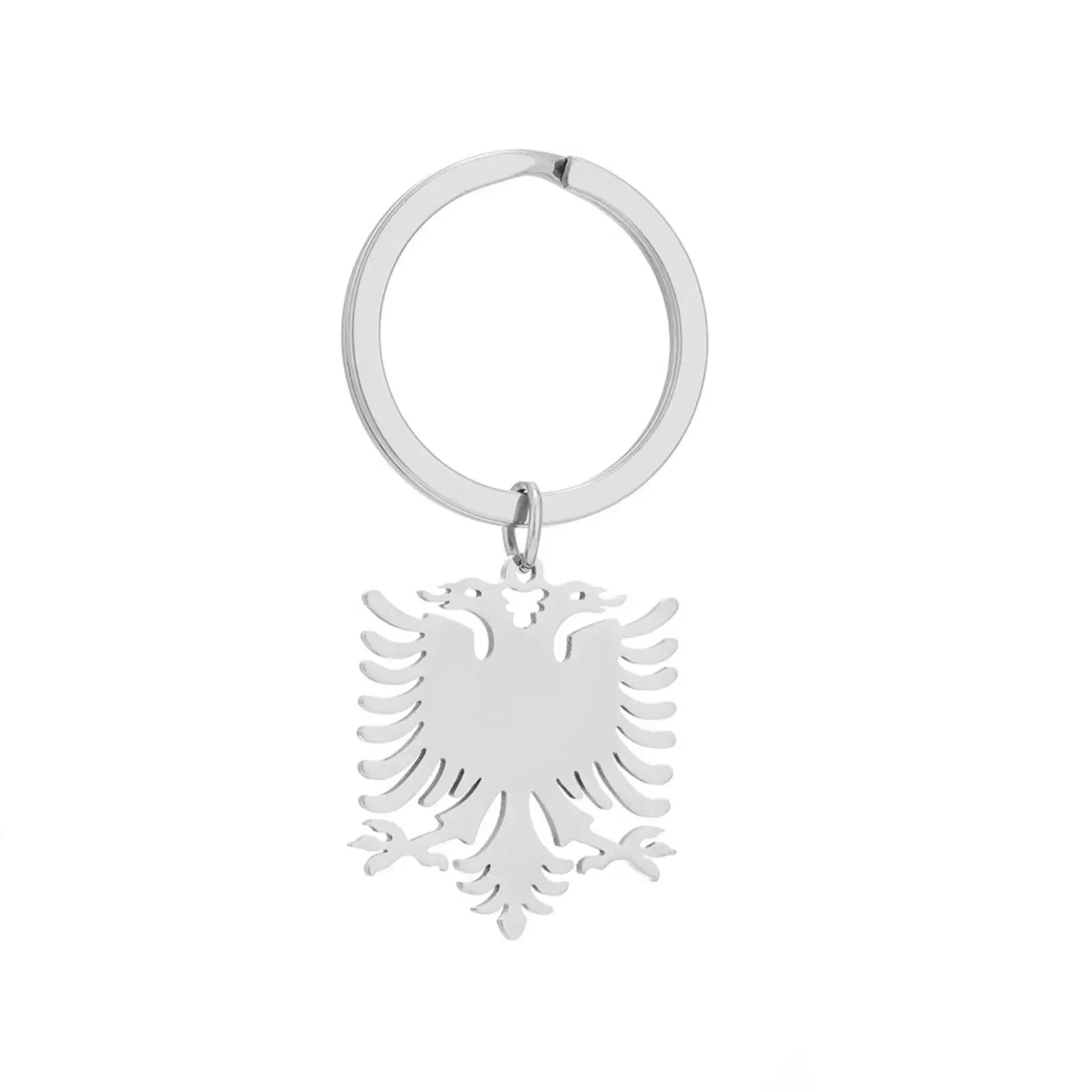 Albanien Doppelköpfiger Adler Schlüsselanhänger Edelstahl Albanisches Nationalemblem Schlüsselring Souvenir Geschenk für Männer Frauen – Detail 2