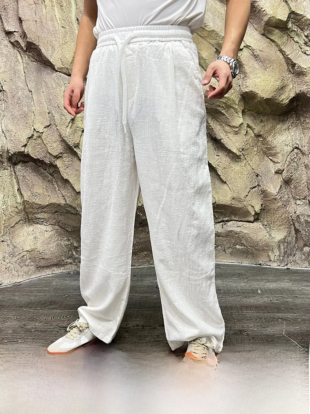 Italian Lazy Rich Style! Linen Cotton Blend! Cool Breathable Spring Summer Men's Loose Luxury Casual Pants