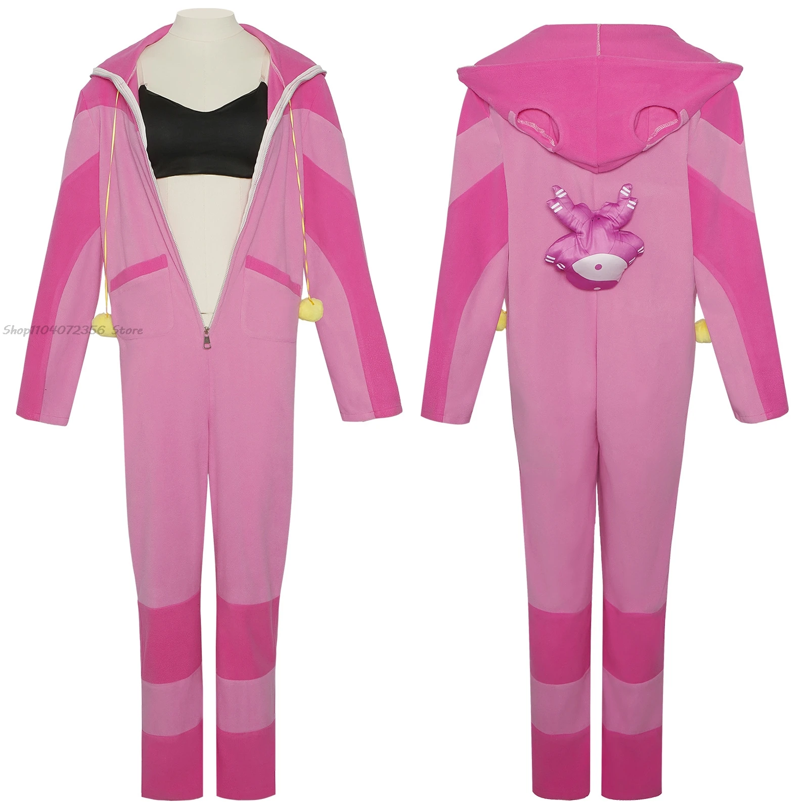 Game Street Fighter6 SF Han Juri Cosplay Costume Han Juri Pajamas Pink OnePiece Pajamas Women Girls Winter Pajamas Hallowen Suit