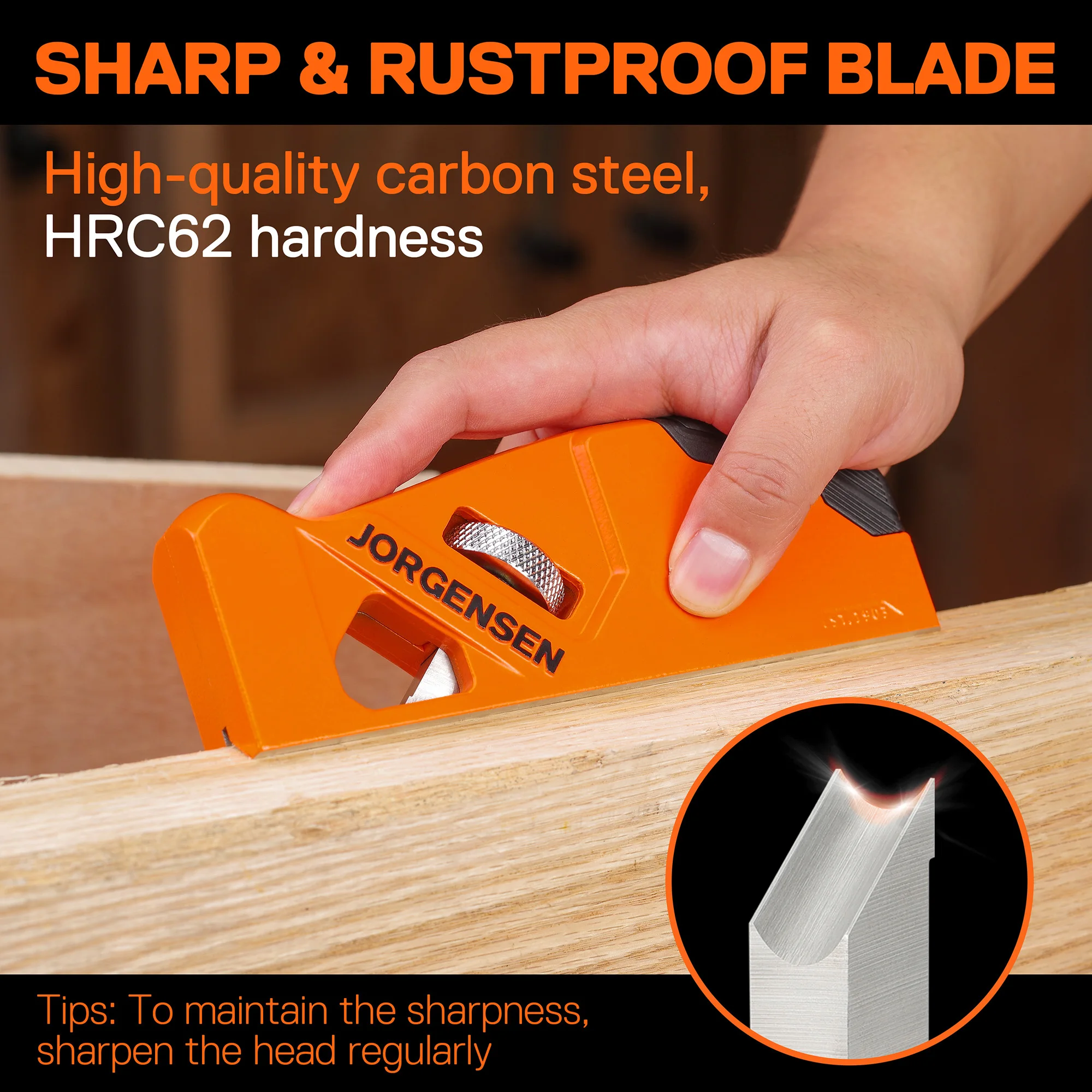 Jorgensen Corner Easing Plane with 45°chamfer blade & 1/8“ 3/16“ 1/4“ Radius Round Edge Blade Plane Trimming DIY Wood Hand Tool