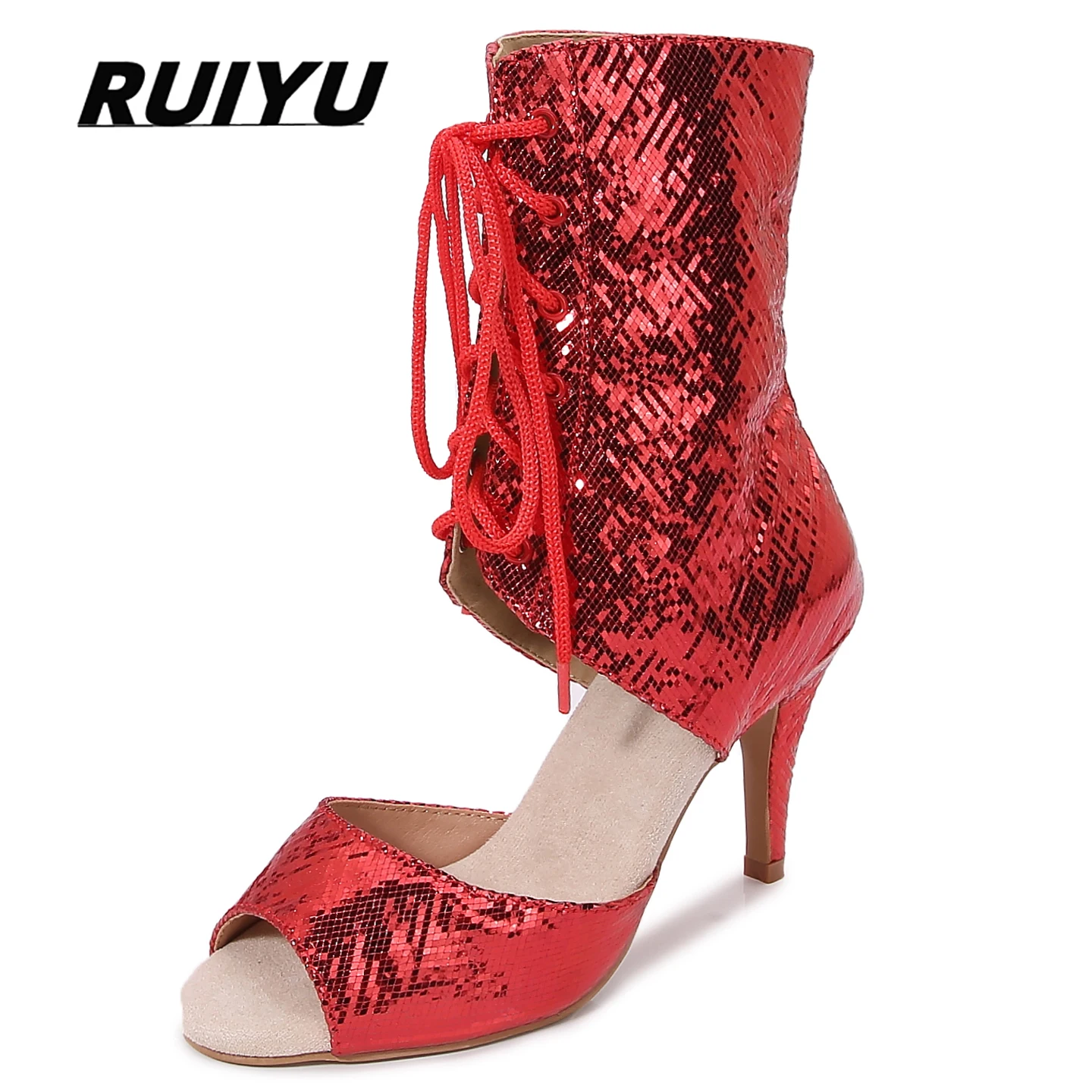 Latin dance shoes, women's salsa and tango dance shoes, party boots, red high-heeled boots, summer sandals, outdoor sports shoes
