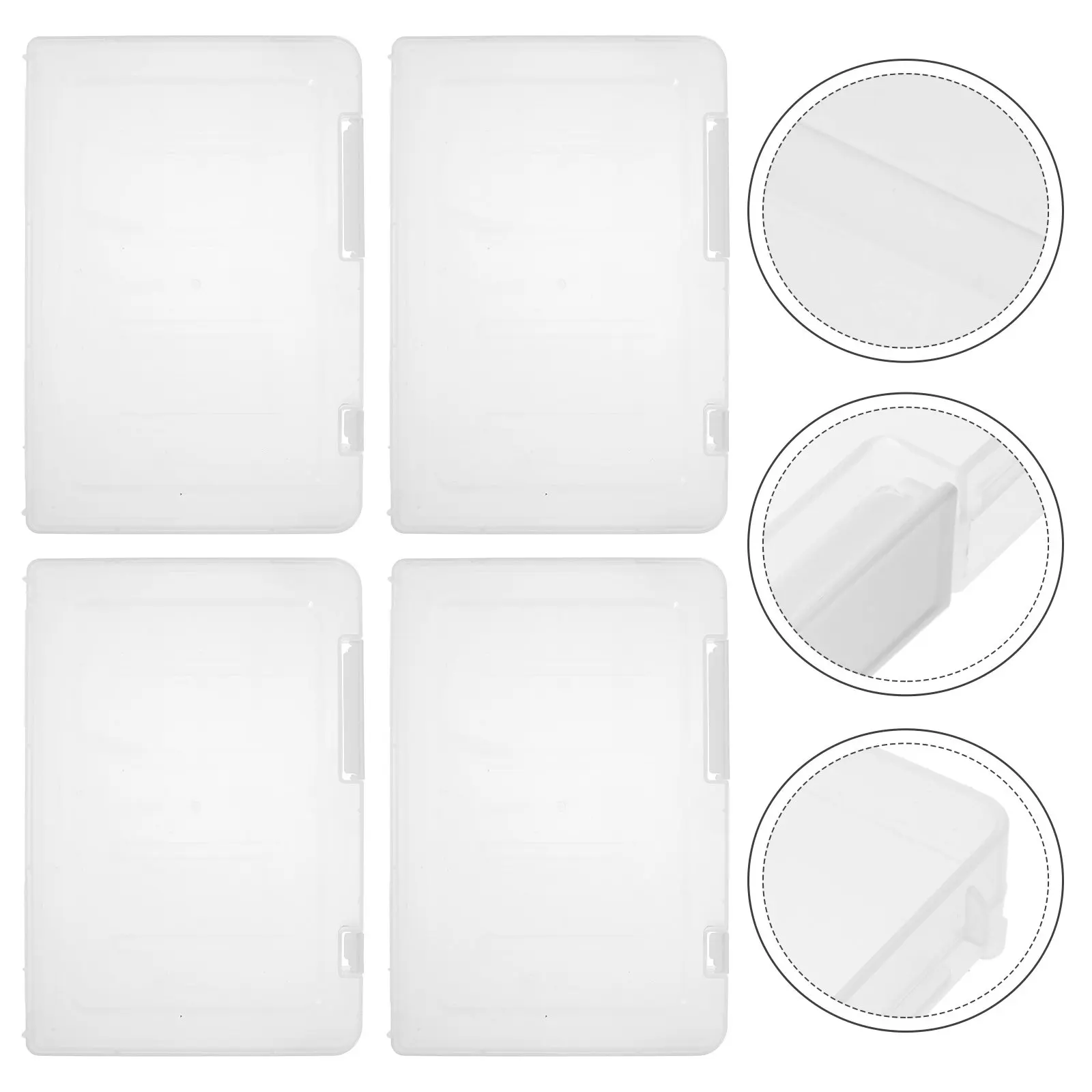 4 boîtes de rangement A4, porte-documents en plastique, organisateur de dossiers transparent, étui de transport pour projets, rangement pour magazines, albums et papiers.