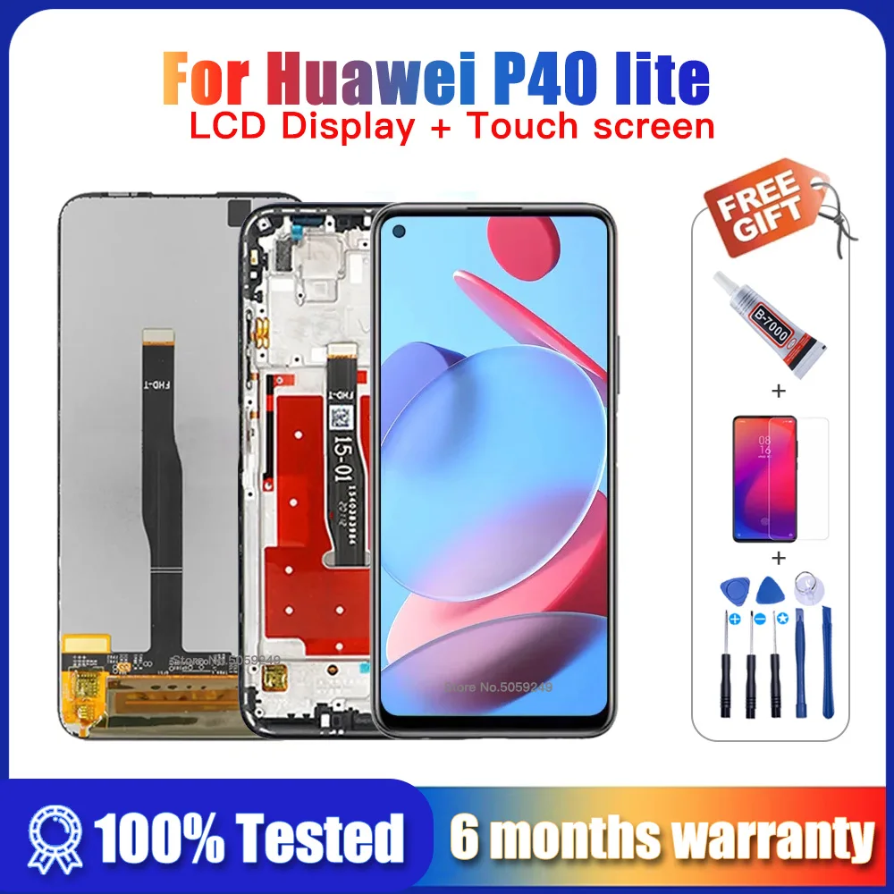 

6.4" Original LCD For Huawei P40 Lite JNY-LX1 JNY-L21A LCD Display Touch Screen Digitizer For Huawei Nova 6 SE LCD Replacement